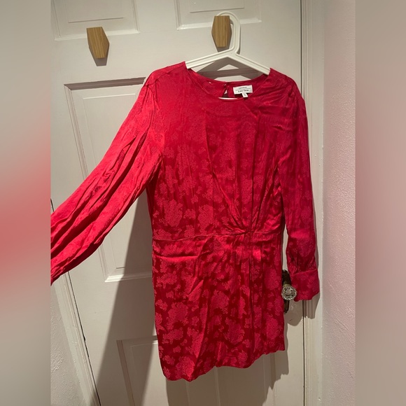 & Other Stories never worn red silk long sleeve mini dress - Picture 3 of 8